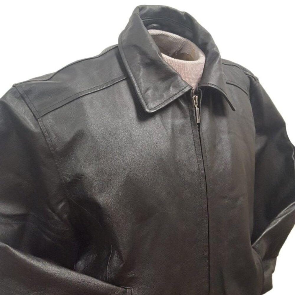 Men’s Contemporary Black Straight Leather Jacket